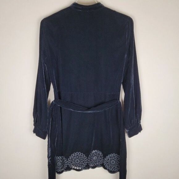 Zara Black Velvet Embroidery Mini Dress Long Sleeve Size XS NWT - Picture 7 of 16